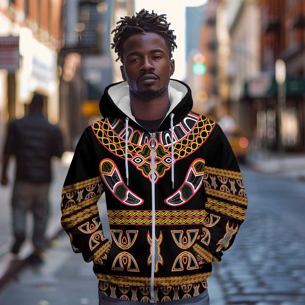 Bamenda Toghu Zip Hoodie Traditional Attire Pattern