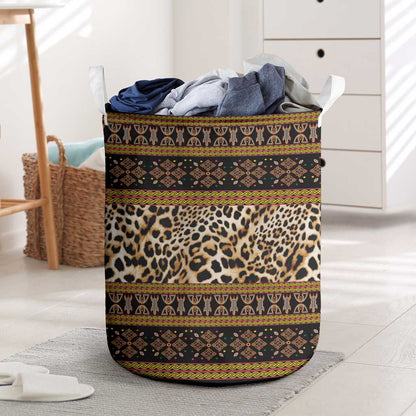Cameroon Cheetah Toghu Pattern Laundry Basket