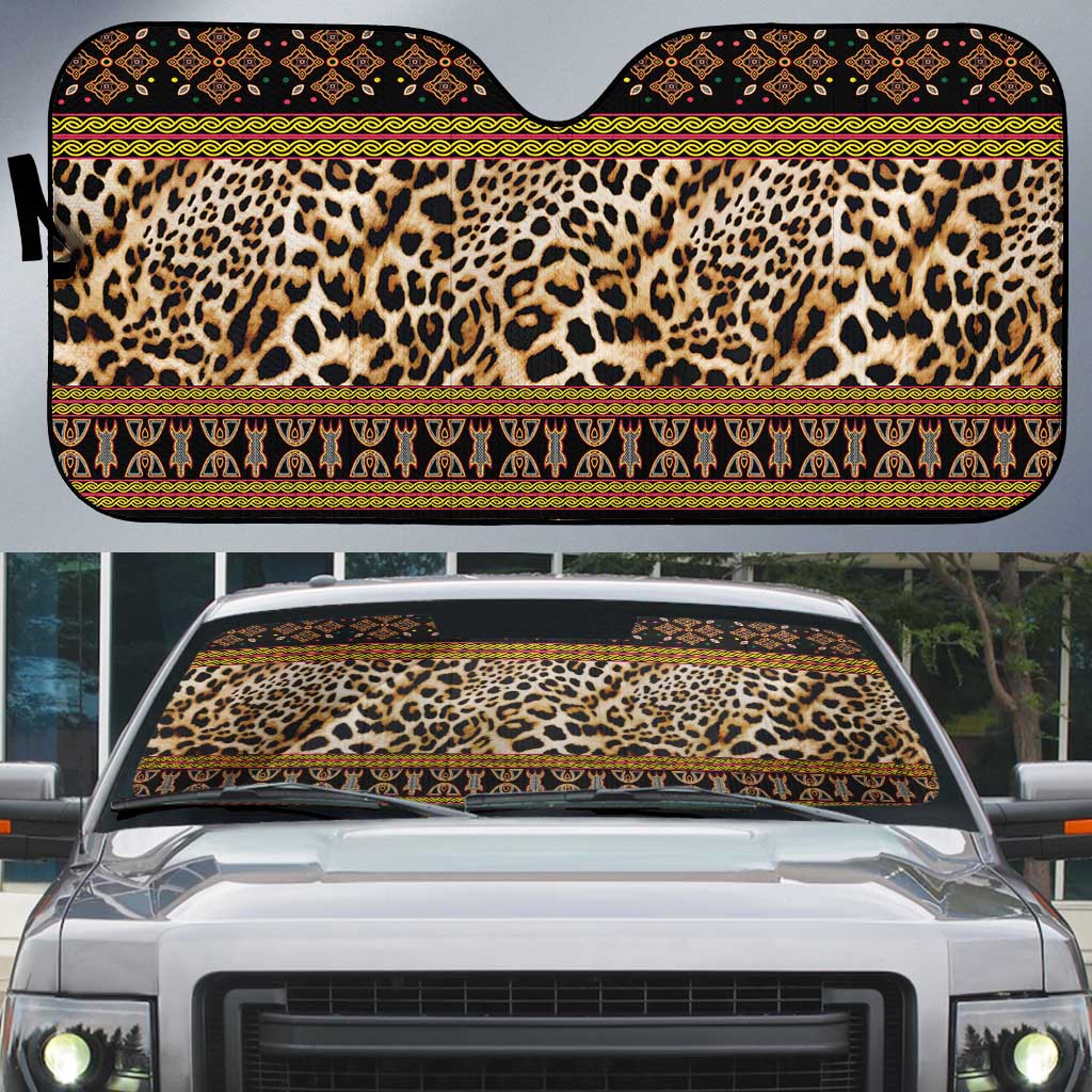 Cameroon Cheetah Toghu Pattern Auto Sun Shade