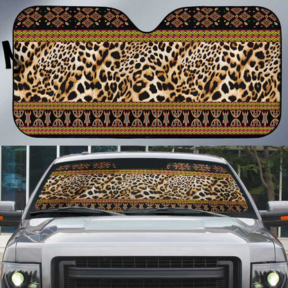 Cameroon Cheetah Toghu Pattern Auto Sun Shade
