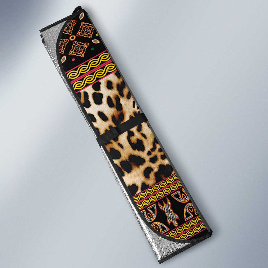 Cameroon Cheetah Toghu Pattern Auto Sun Shade