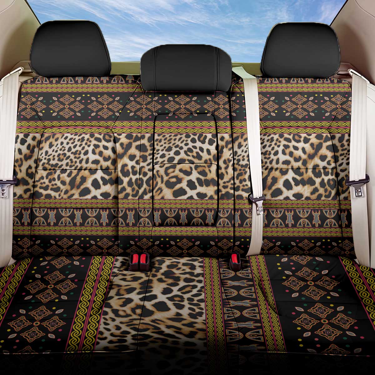 Cameroon Cheetah Toghu Pattern Back Car Seat Cover