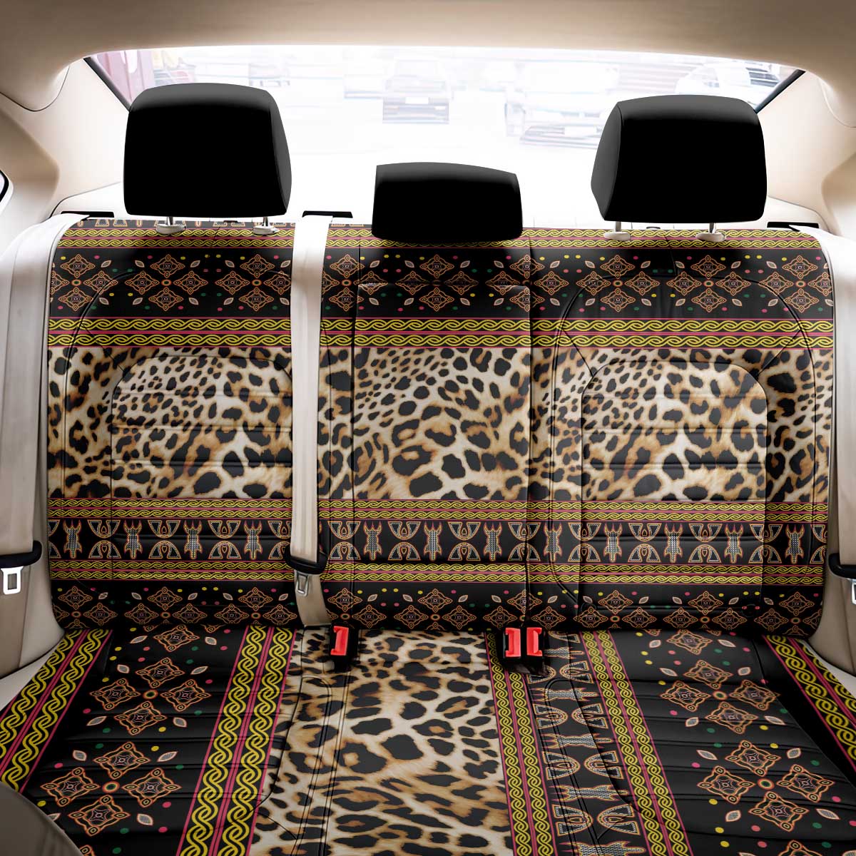 Cameroon Cheetah Toghu Pattern Back Car Seat Cover