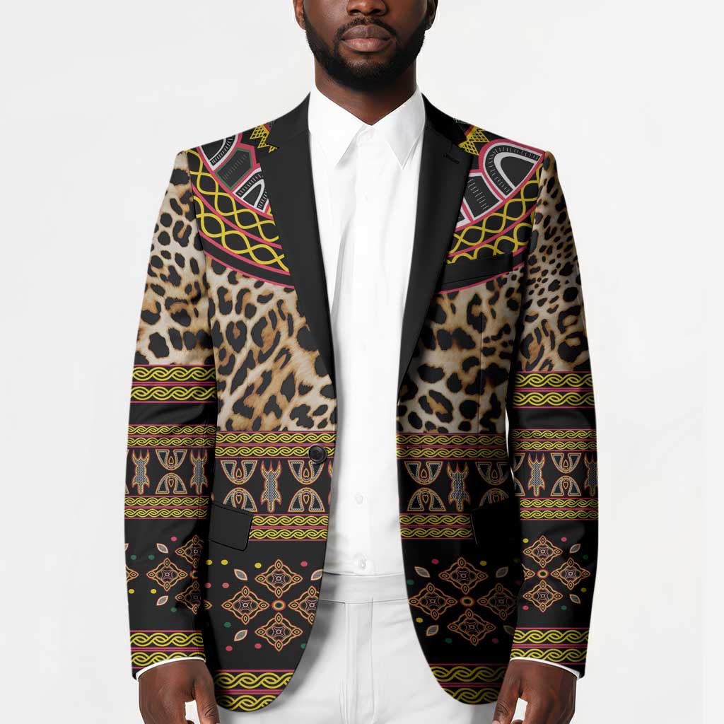 Cameroon Cheetah Toghu Pattern Blazer