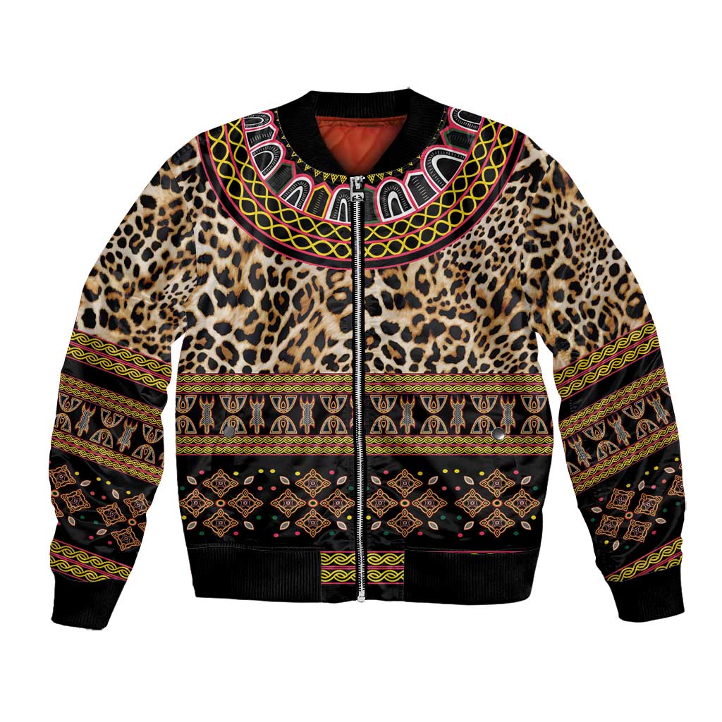Cameroon Cheetah Toghu Pattern Bomber Jacket