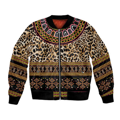 Cameroon Cheetah Toghu Pattern Bomber Jacket