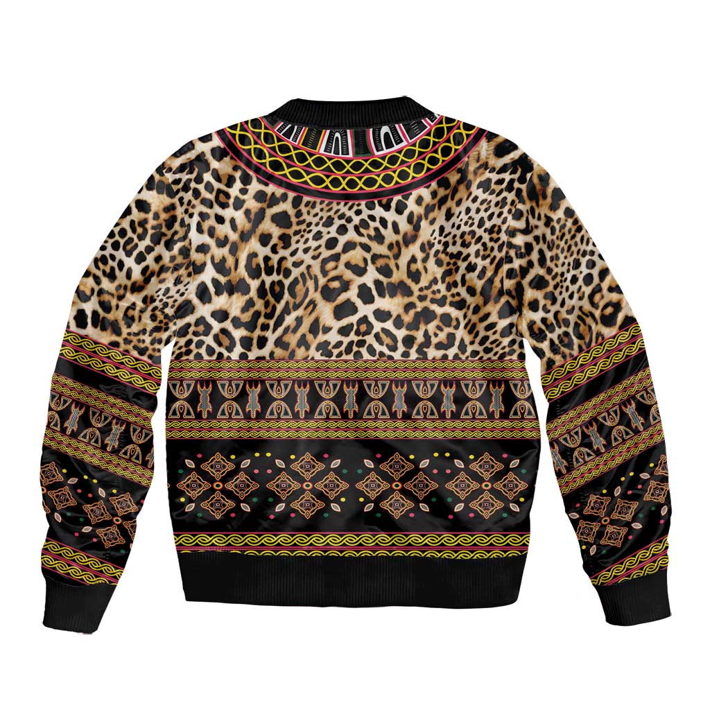 Cameroon Cheetah Toghu Pattern Bomber Jacket