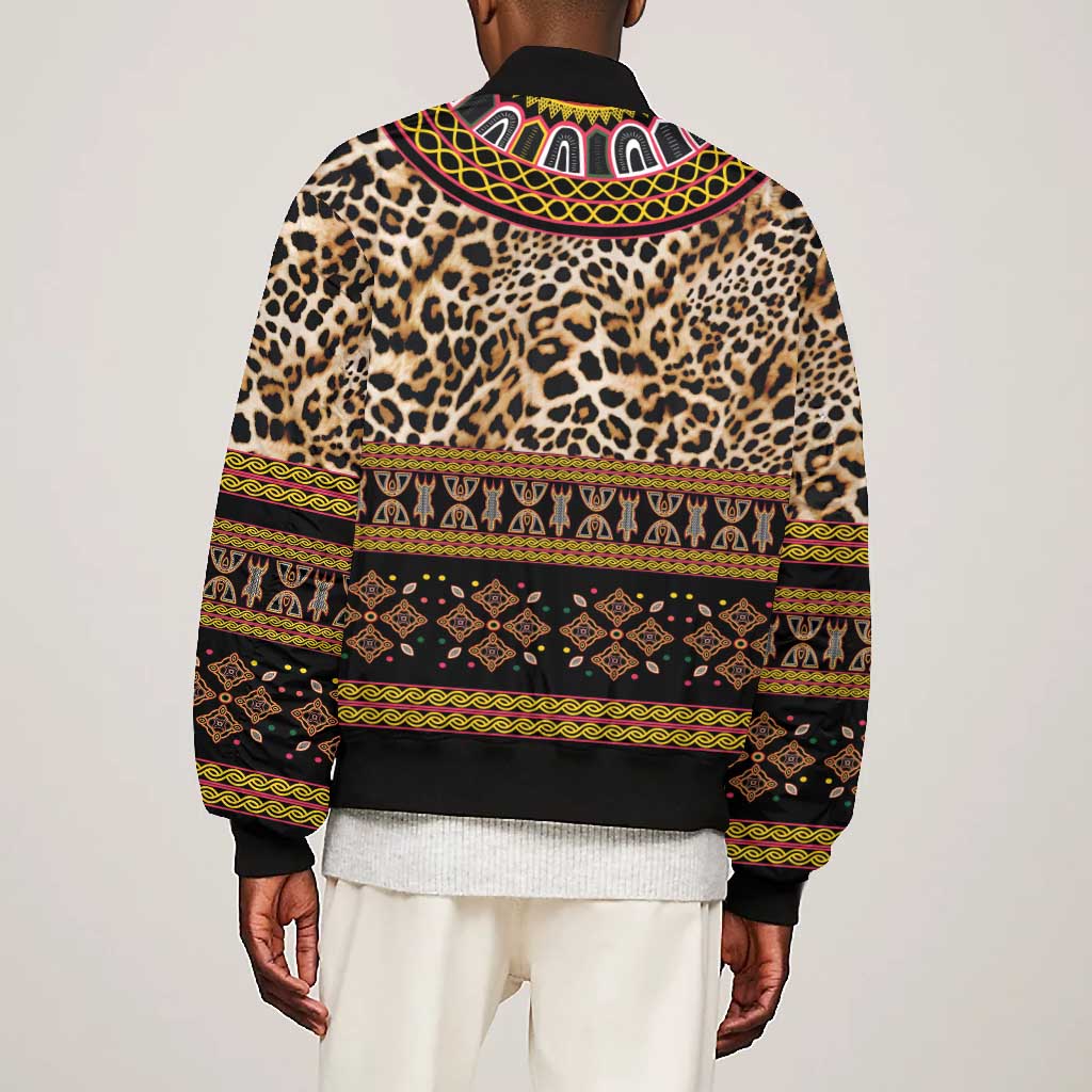 Cameroon Cheetah Toghu Pattern Bomber Jacket