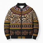 Cameroon Cheetah Toghu Pattern Bomber Puffer Jacket