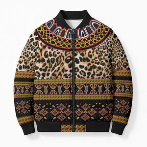 Cameroon Cheetah Toghu Pattern Bomber Puffer Jacket