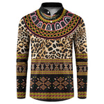 Cameroon Cheetah Toghu Pattern Button Sweatshirt