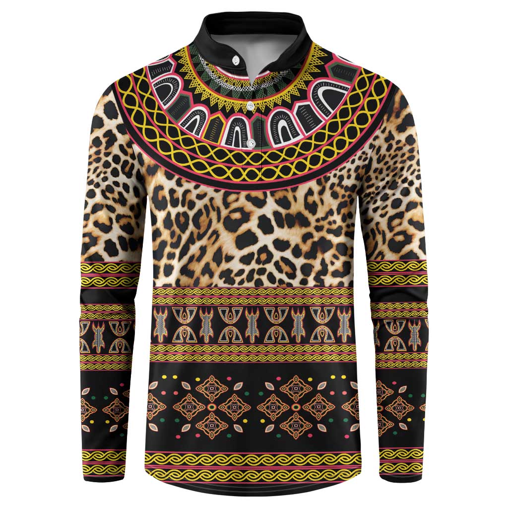Cameroon Cheetah Toghu Pattern Button Sweatshirt