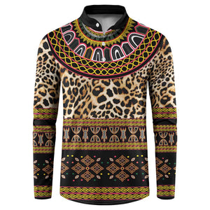 Cameroon Cheetah Toghu Pattern Button Sweatshirt