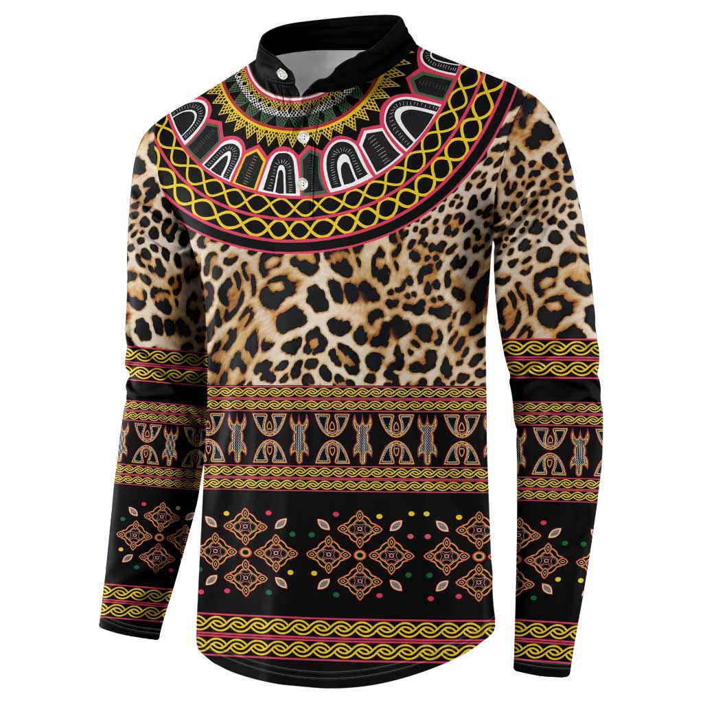 Cameroon Cheetah Toghu Pattern Button Sweatshirt