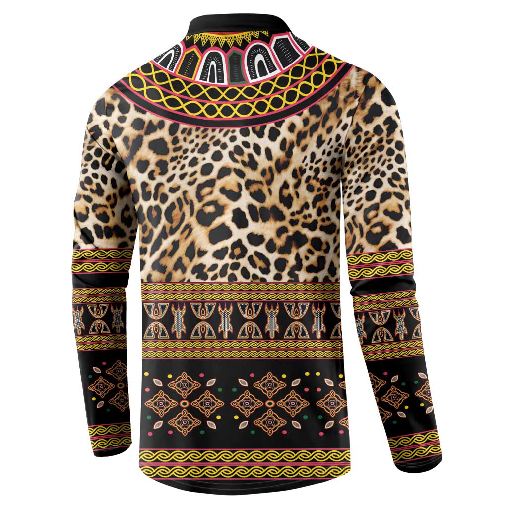 Cameroon Cheetah Toghu Pattern Button Sweatshirt
