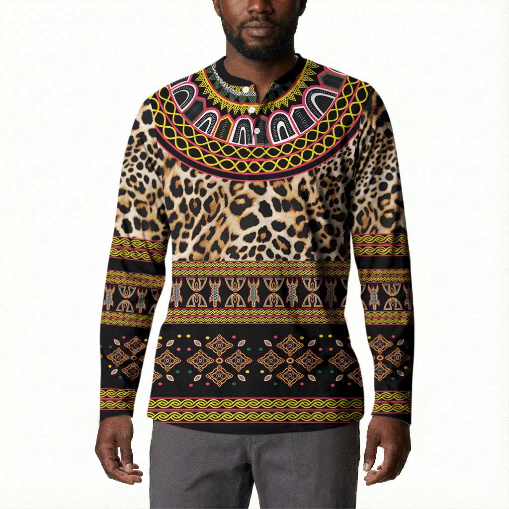 Cameroon Cheetah Toghu Pattern Button Sweatshirt