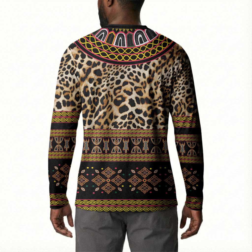 Cameroon Cheetah Toghu Pattern Button Sweatshirt