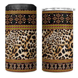 Cameroon Cheetah Toghu Pattern 4 in 1 Can Cooler Tumbler