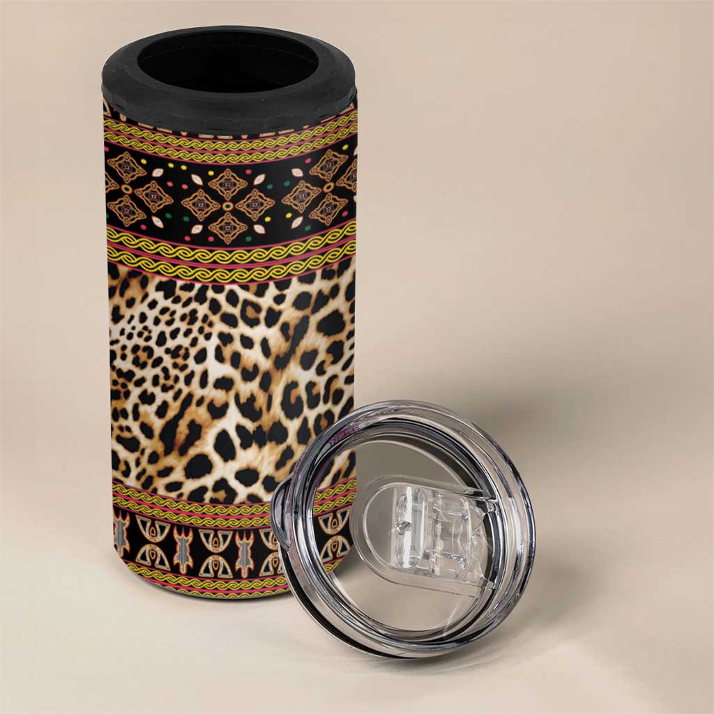 Cameroon Cheetah Toghu Pattern 4 in 1 Can Cooler Tumbler