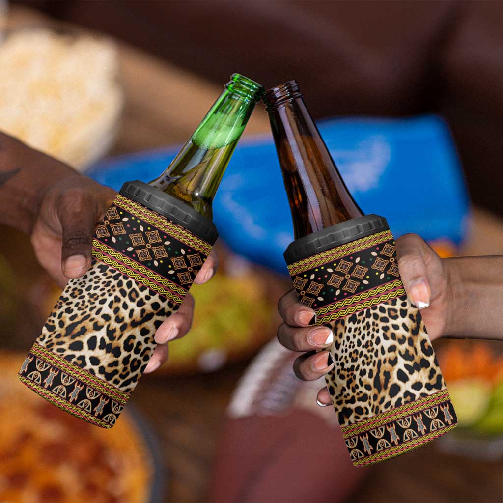 Cameroon Cheetah Toghu Pattern 4 in 1 Can Cooler Tumbler