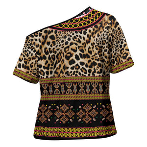 Cameroon Cheetah Toghu Pattern Cross Shoulder Shirt