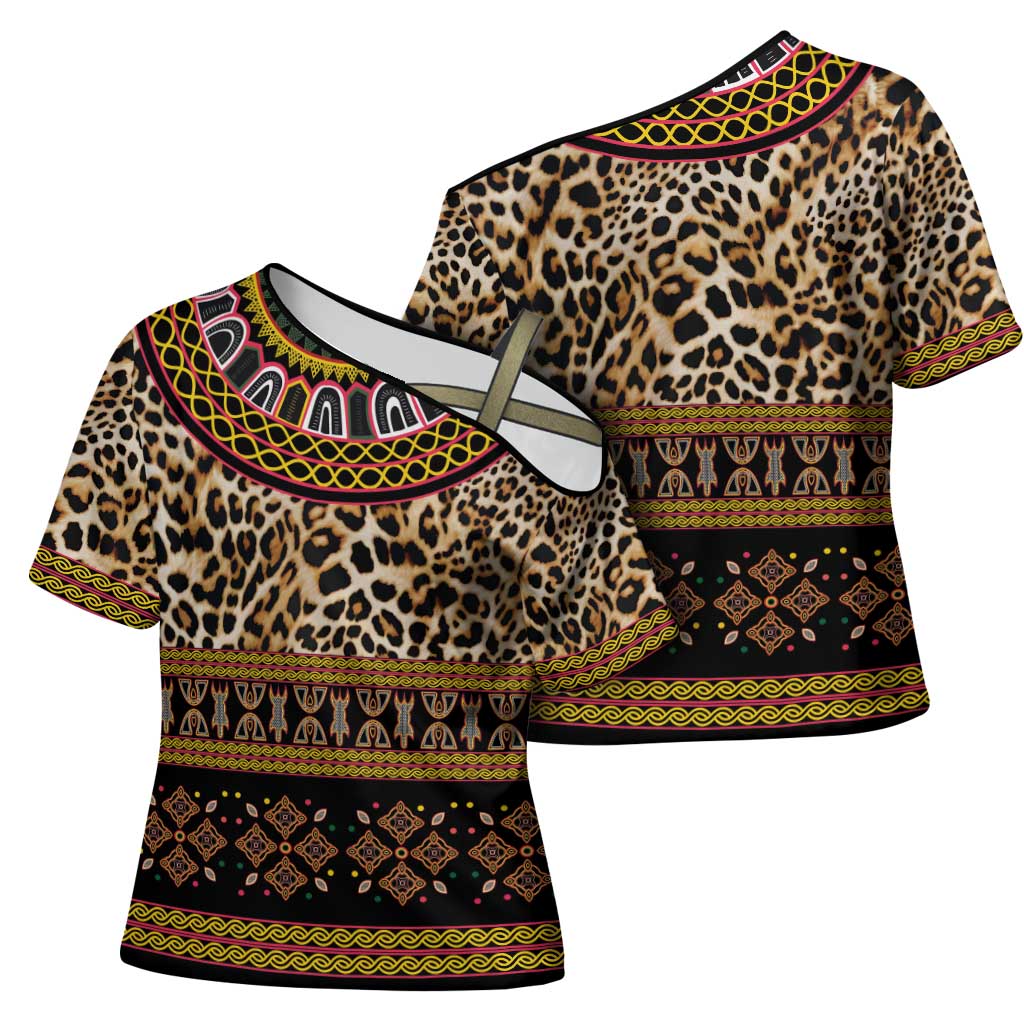 Cameroon Cheetah Toghu Pattern Cross Shoulder Shirt