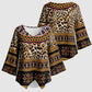 Cameroon Cheetah Toghu Pattern Kimono Sleeve Blouse