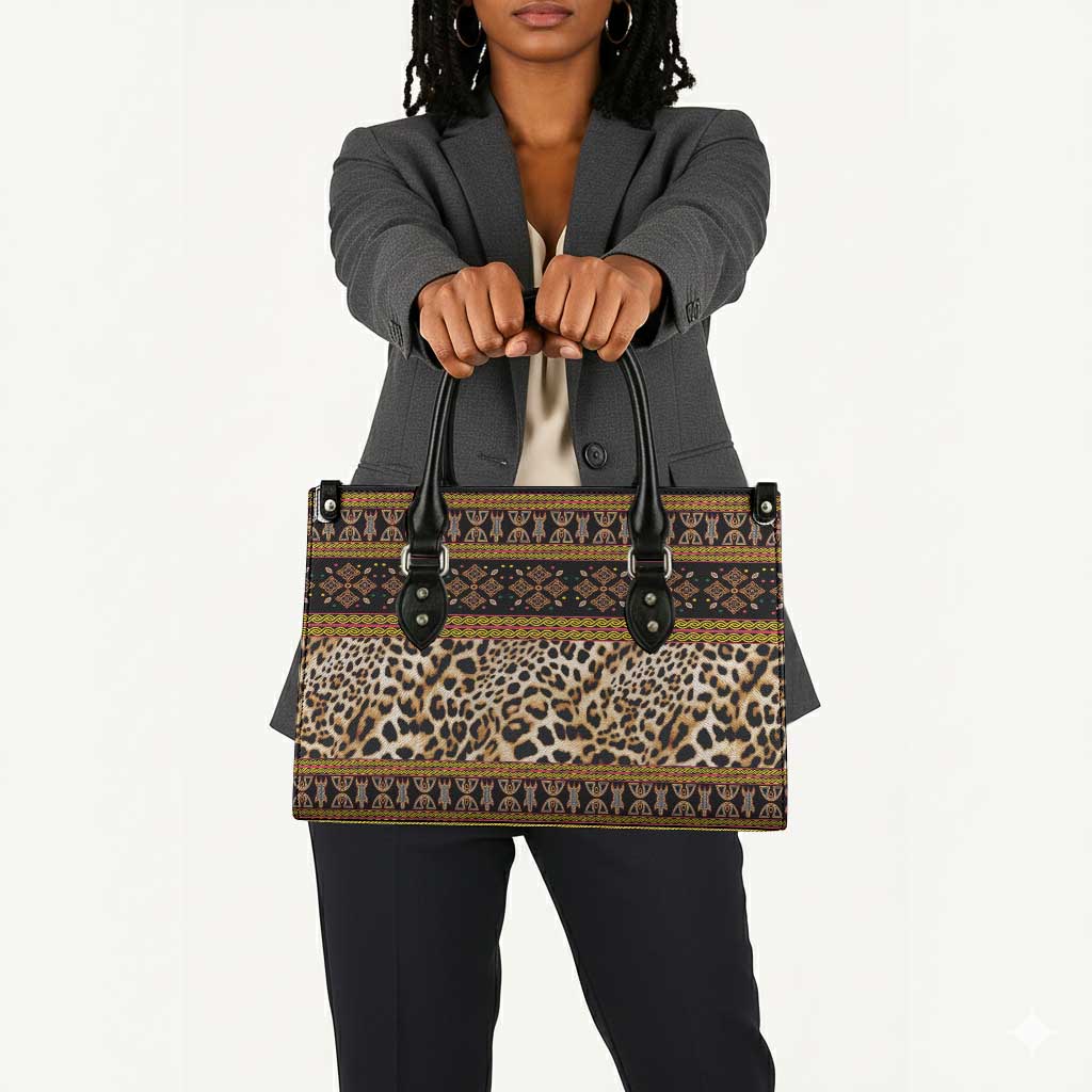 Cameroon Cheetah Toghu Pattern Leather Bag