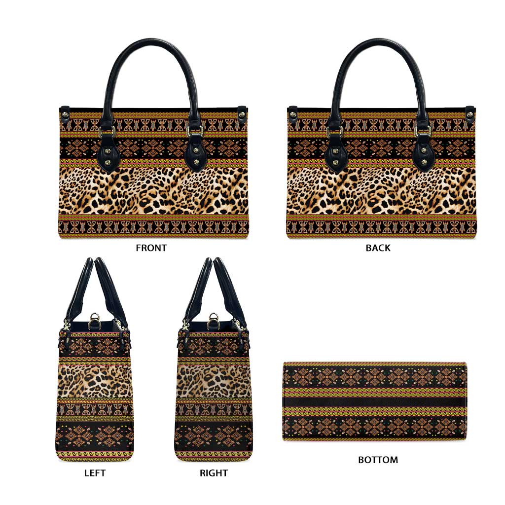 Cameroon Cheetah Toghu Pattern Leather Bag