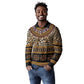 Cameroon Cheetah Toghu Pattern Long Sleeve Polo Shirt