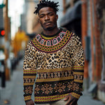 Cameroon Cheetah Toghu Pattern Long Sleeve Shirt