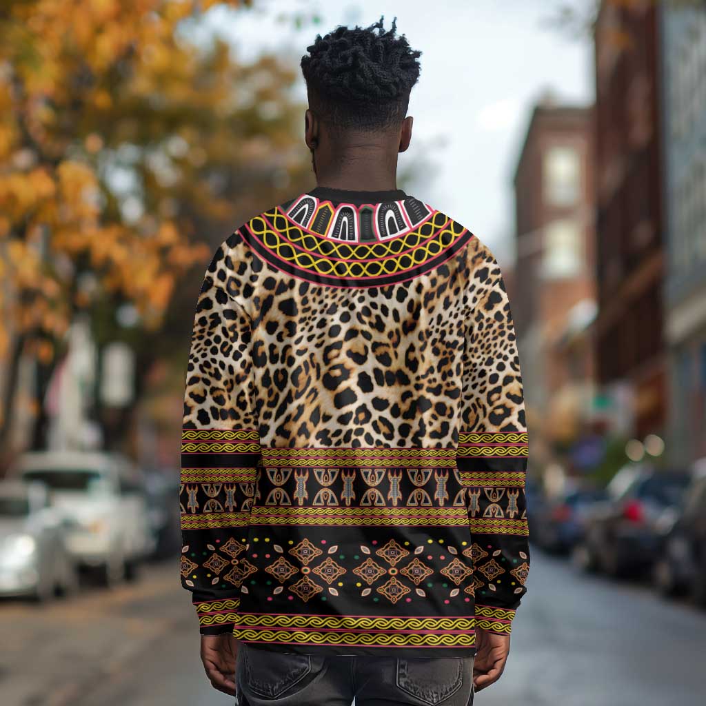Cameroon Cheetah Toghu Pattern Long Sleeve Shirt