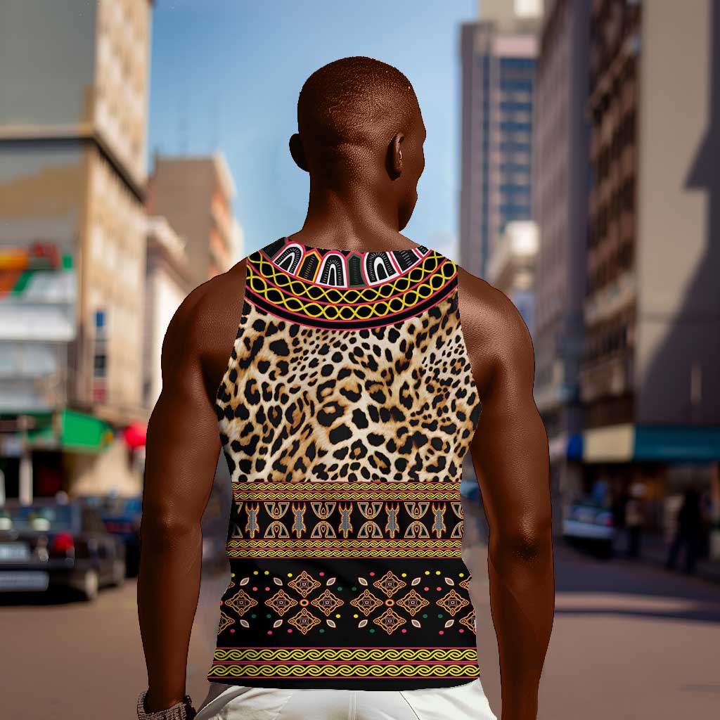 Cameroon Cheetah Toghu Pattern Men Tank Top