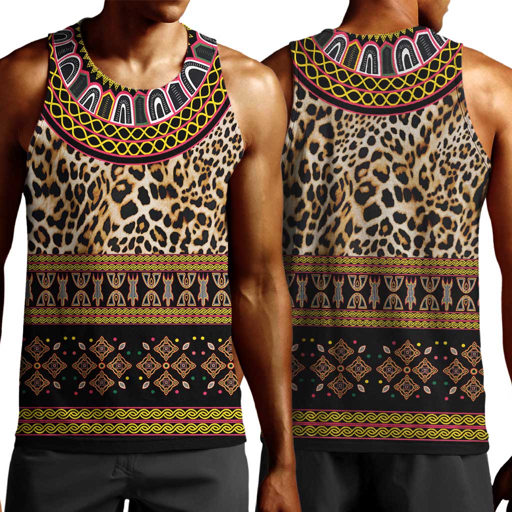 Cameroon Cheetah Toghu Pattern Men Tank Top