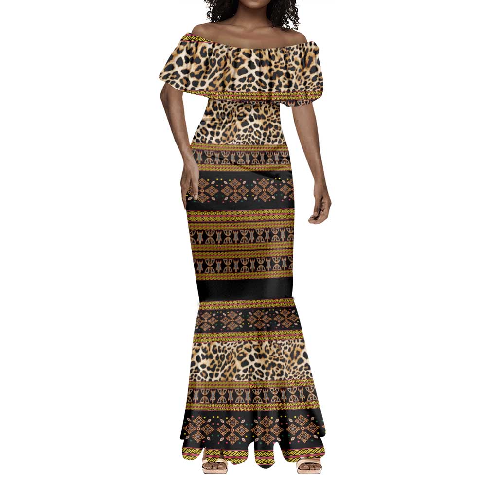Cameroon Cheetah Toghu Pattern Mermaid Dress