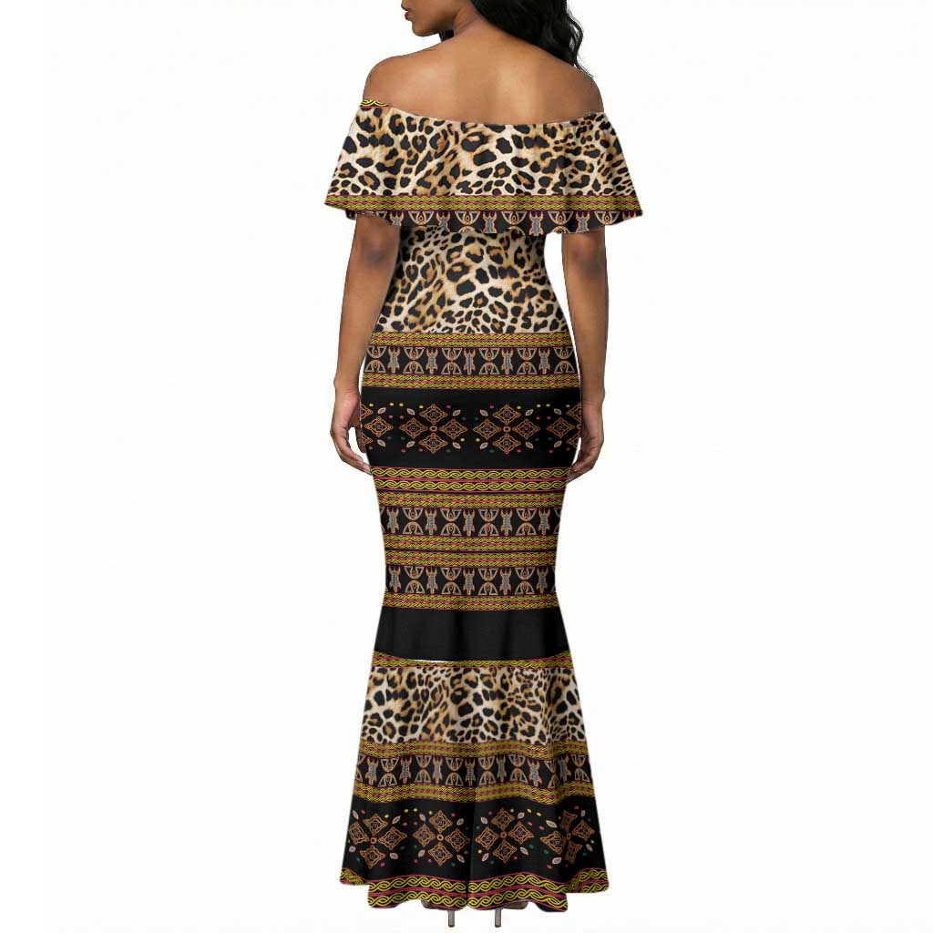 Cameroon Cheetah Toghu Pattern Mermaid Dress
