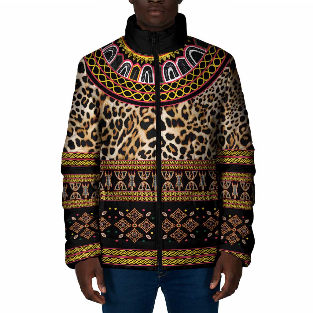 Cameroon Cheetah Toghu Pattern Padded Jacket