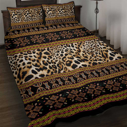 Cameroon Cheetah Toghu Pattern Quilt Bed Set