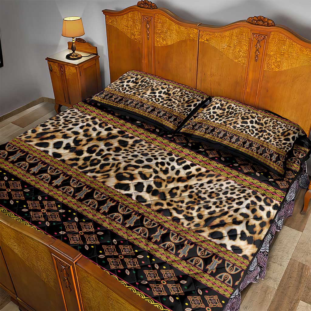 Cameroon Cheetah Toghu Pattern Quilt Bed Set