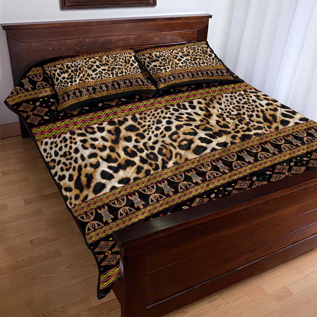 Cameroon Cheetah Toghu Pattern Quilt Bed Set
