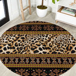 Cameroon Cheetah Toghu Pattern Round Carpet