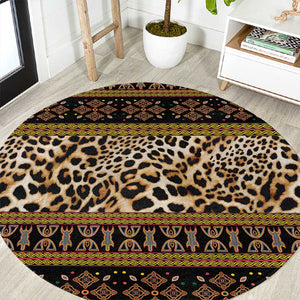 Cameroon Cheetah Toghu Pattern Round Carpet