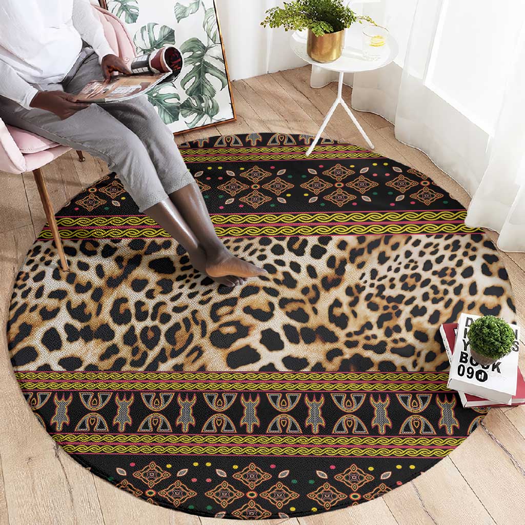 Cameroon Cheetah Toghu Pattern Round Carpet