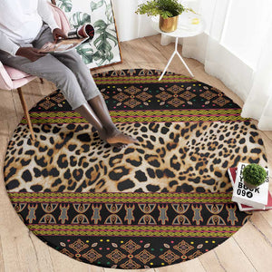 Cameroon Cheetah Toghu Pattern Round Carpet
