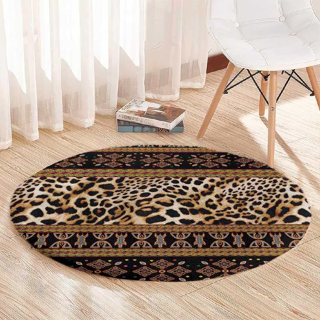 Cameroon Cheetah Toghu Pattern Round Carpet