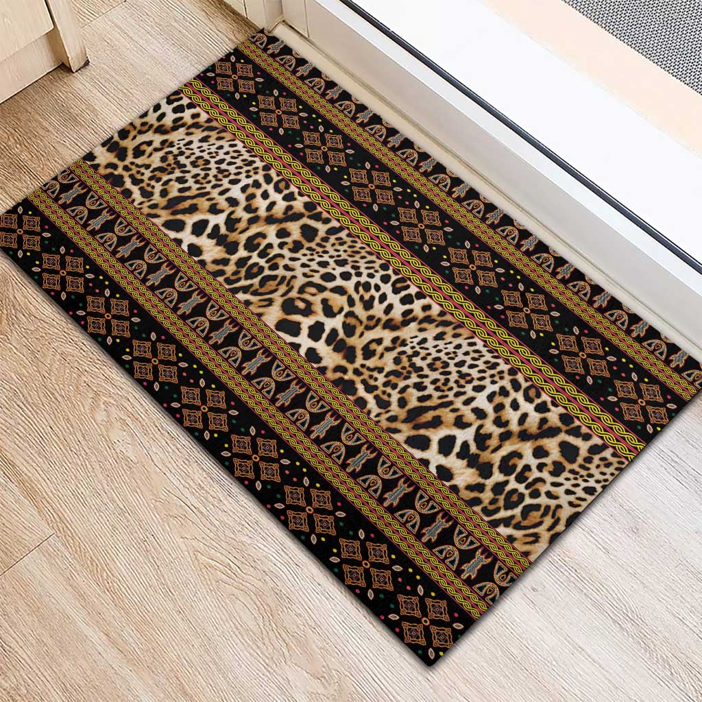 Cameroon Cheetah Toghu Pattern Rubber Doormat