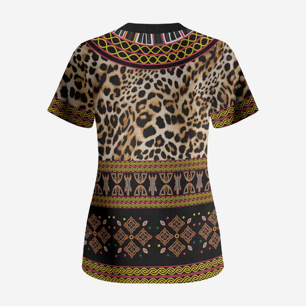 Cameroon Cheetah Toghu Pattern Scrub Top