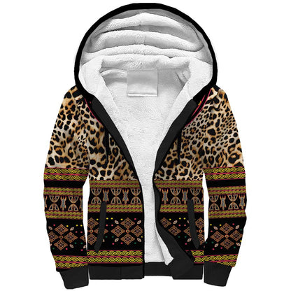 Cameroon Cheetah Toghu Pattern Sherpa Hoodie