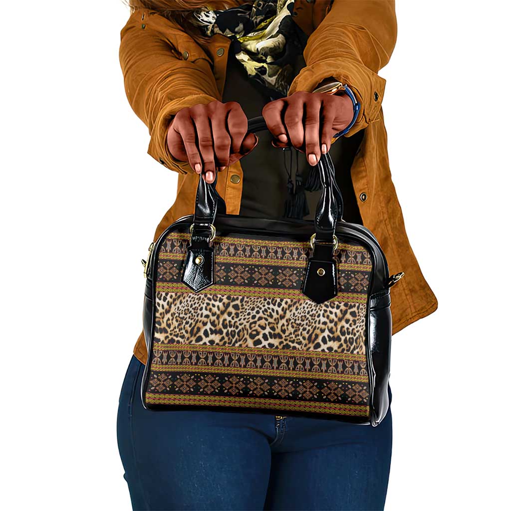 Cameroon Cheetah Toghu Pattern Shoulder Handbag