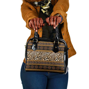 Cameroon Cheetah Toghu Pattern Shoulder Handbag